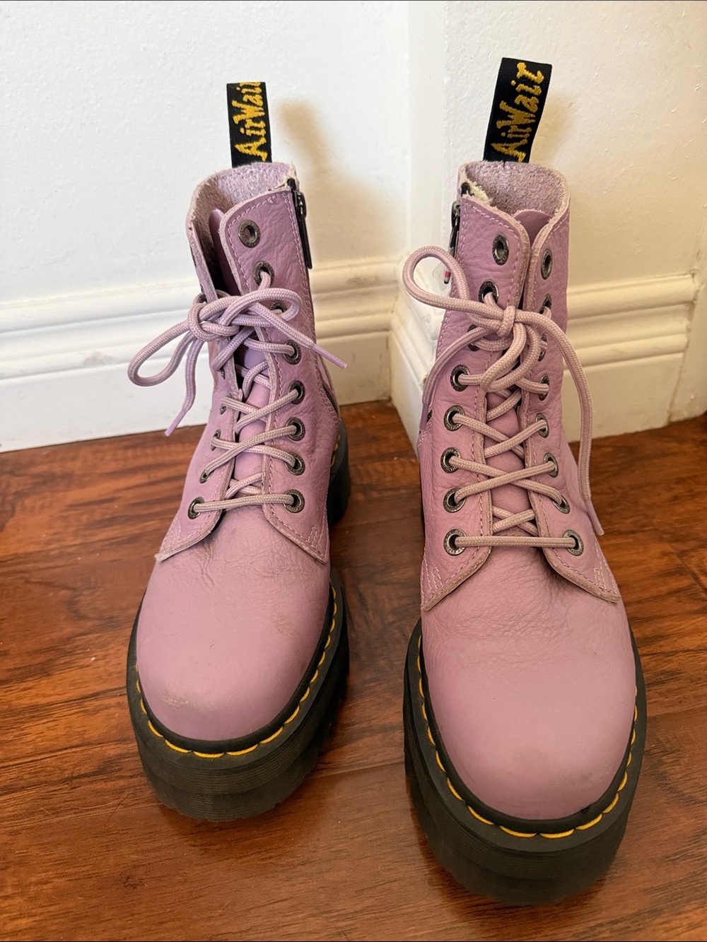 Dr. Martens Jadon III LilacQuad Retro Leather Platform Combat Boots